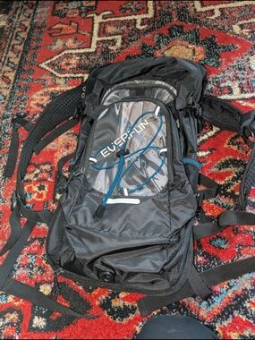 Black Backpack with Blue Accents - Men's Hydration Daypack